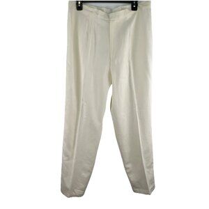 Sigrid Olsen 14W White Linen Blend Lined Trousers High Waist Pants